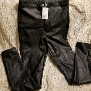 H&M high waisted faux leather leggings